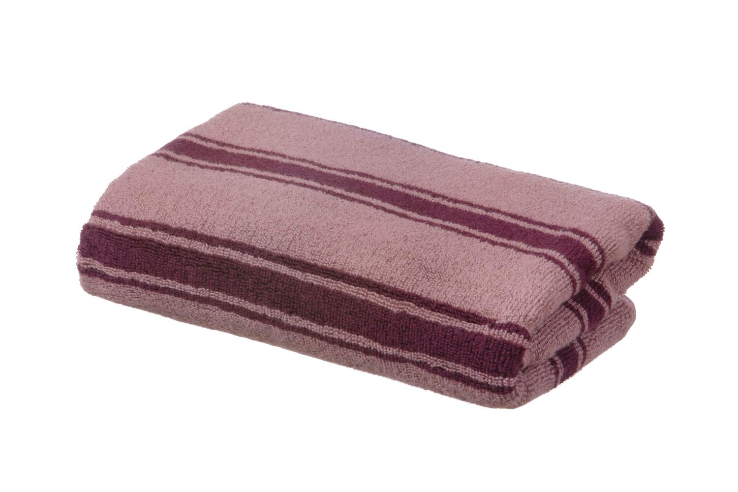 Riviera Stripe håndklæde - Burlwood/Fig